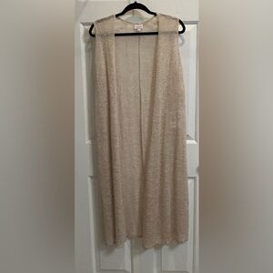 LuLaRoe Joy Sleeveless Duster - NWT - Medium - gauzy beige color